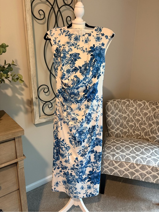 Vince Camuto Dresses & Skirts - Vince Camuto White Maxi Dress with Blue Floral Print